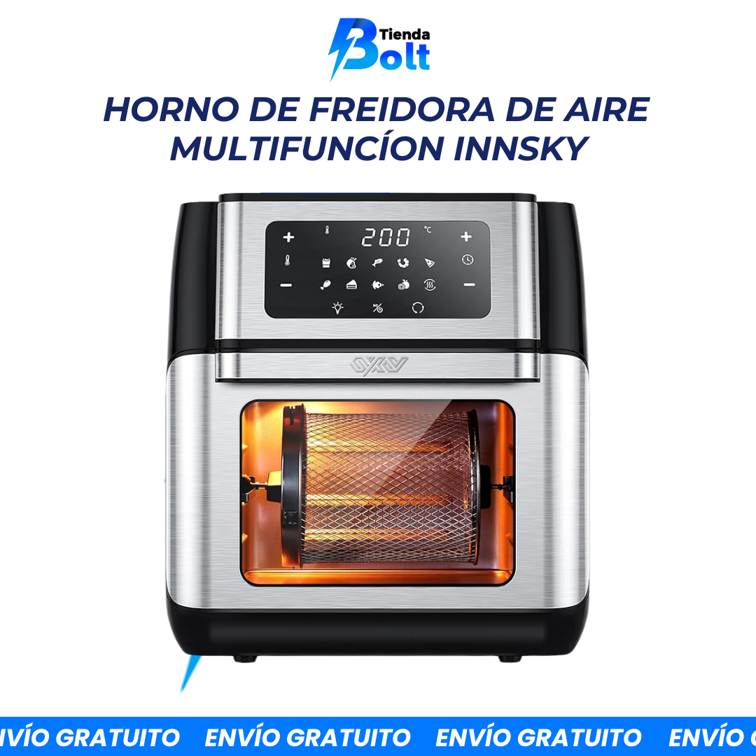 Innsky Freidora sin Aceite 10L, 1500W Freidora Aire con 10 Programas, Air Fryer con 6 Accesorios, Horno Aire Caliente, Deshidratar, Pantalla LED Táctil, Temporizador, con Recetas