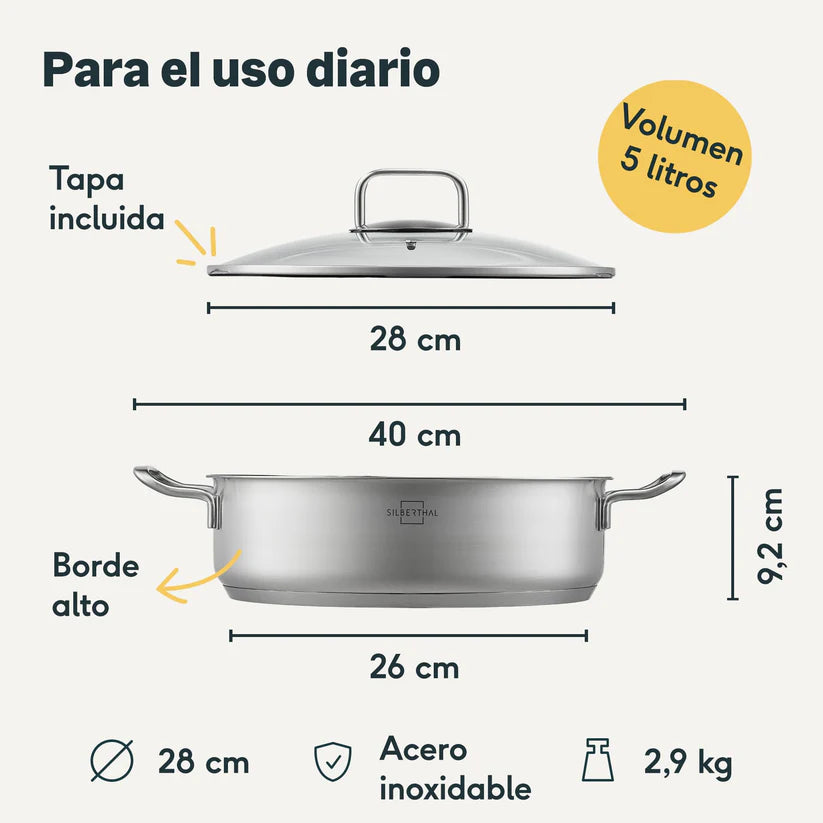 Set de Cocina 8 Piezas: Acero Inoxidable con Base de Inducción