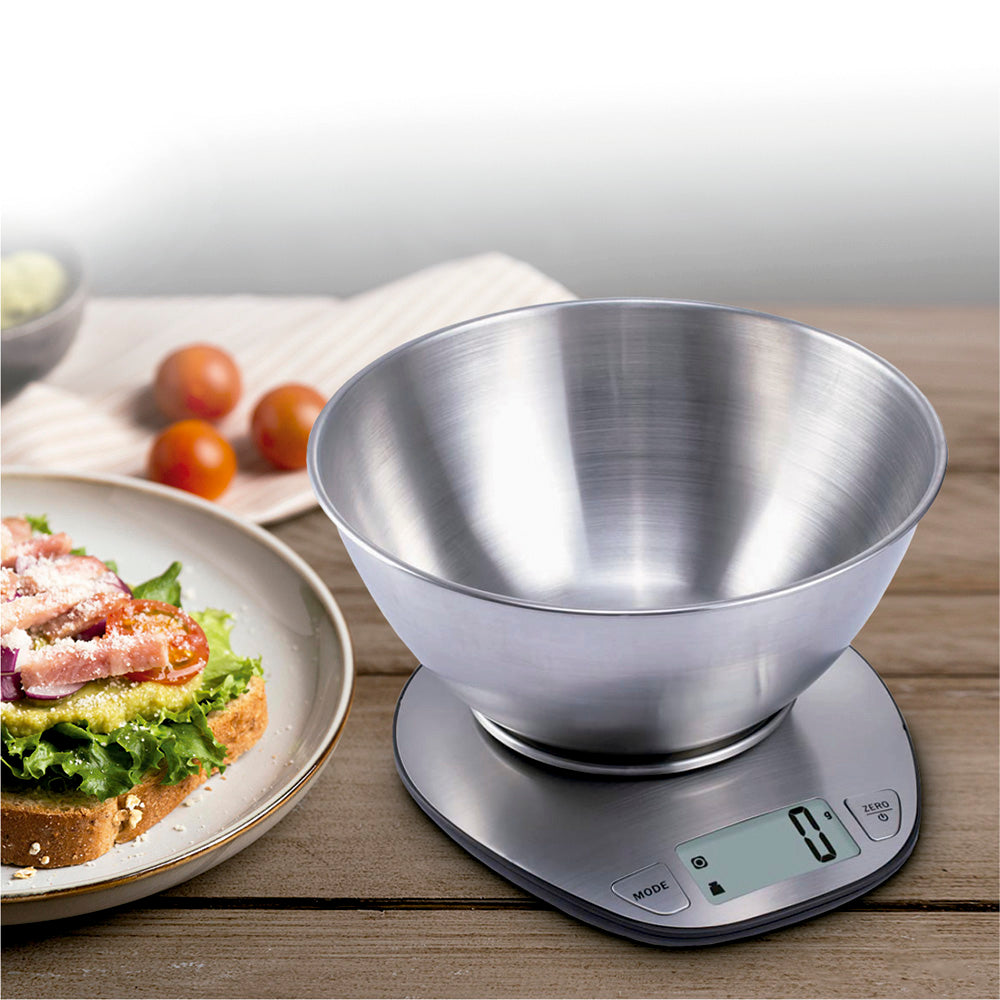 Báscula Electrónica de Cocina con Bol de Acero Inoxidable: Precisión y Elegancia en Cada Medida