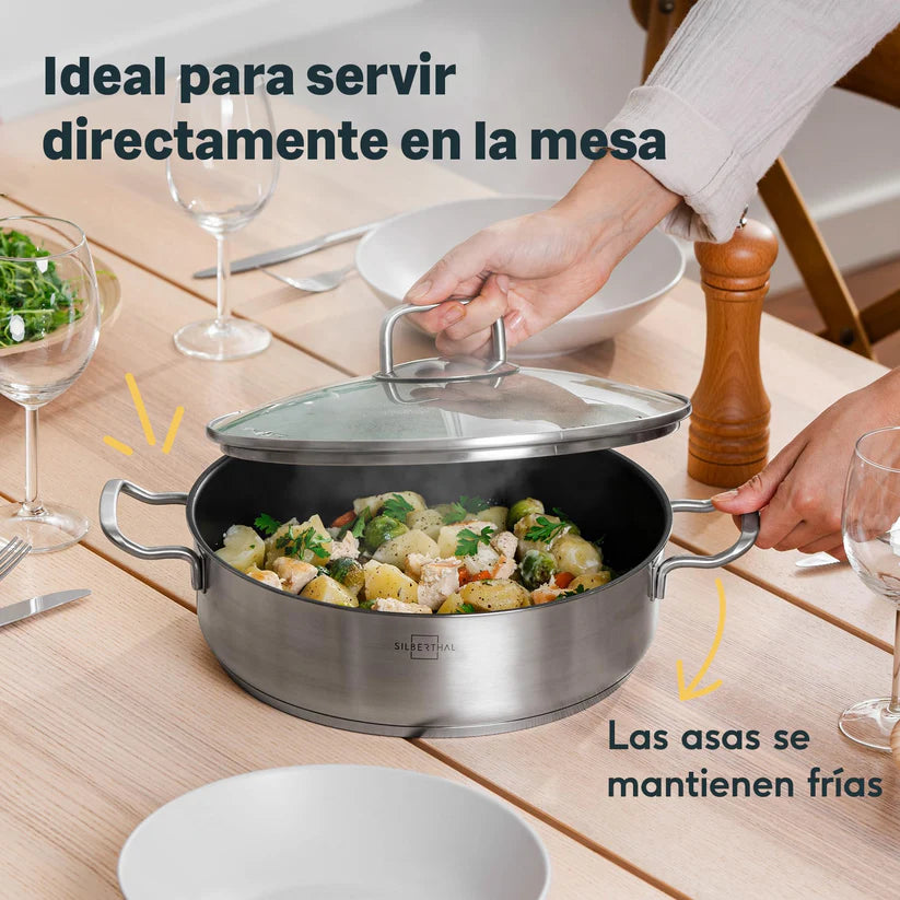 Set de Cocina 8 Piezas: Acero Inoxidable con Base de Inducción