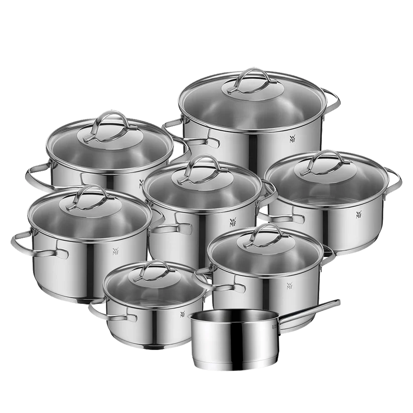 Set de Cocina 8 Piezas: Acero Inoxidable con Base de Inducción